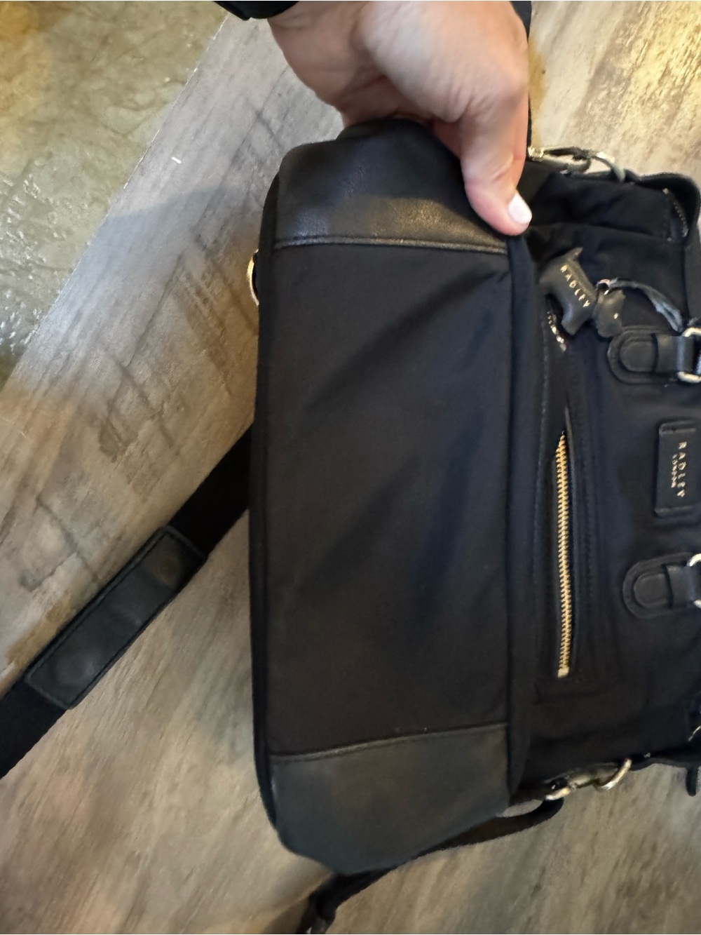 RADLEY LONDON Black Nylon Backpack with Leather Trim - Picture 3 of 9